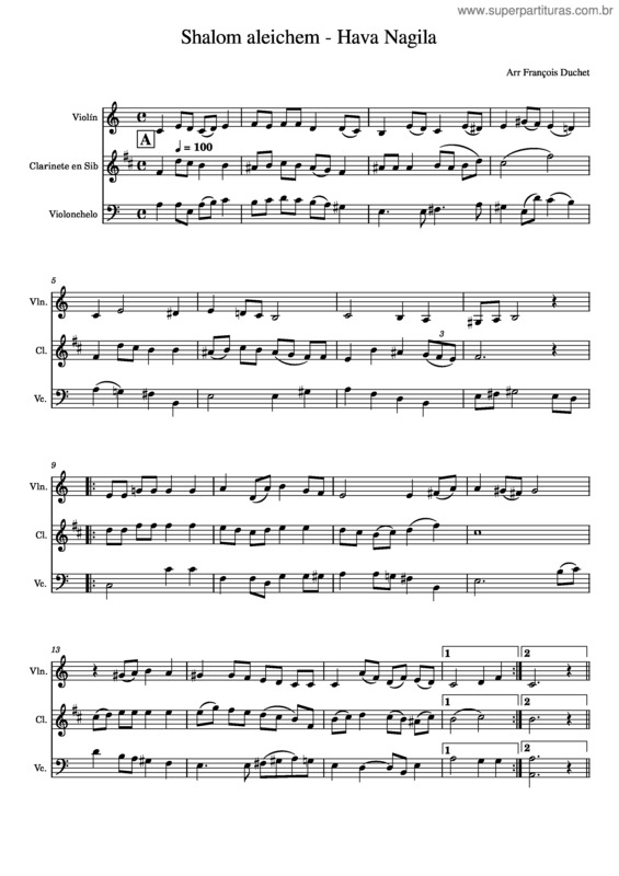 Partitura da música Shalom Aleichem – Misc Tunes Shalom Aleichem – Hava Nagila – V2