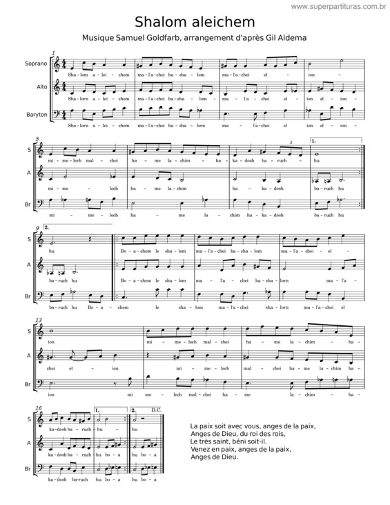 Partitura da música Shalom Aleichem – Misc Tunes v.2
