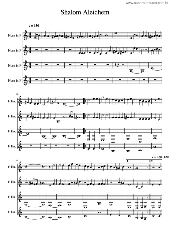 Partitura da música Shalom Aleichem v.3