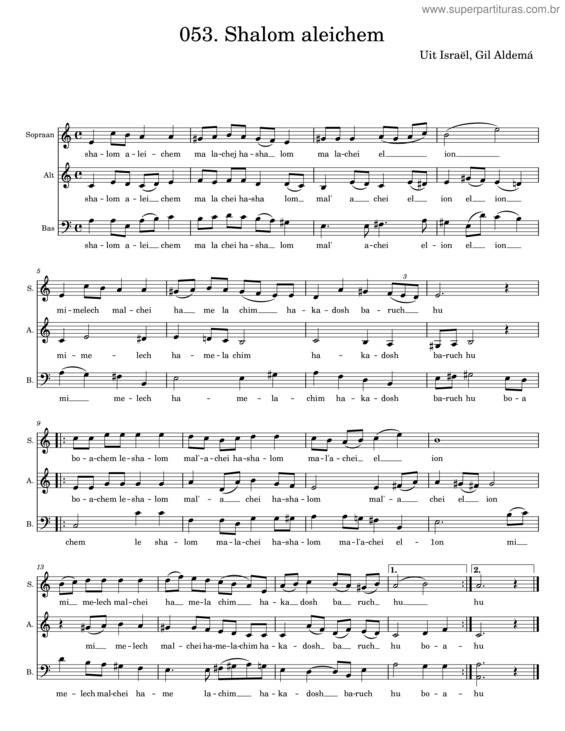 Partitura da música Shalom Aleichem v.9