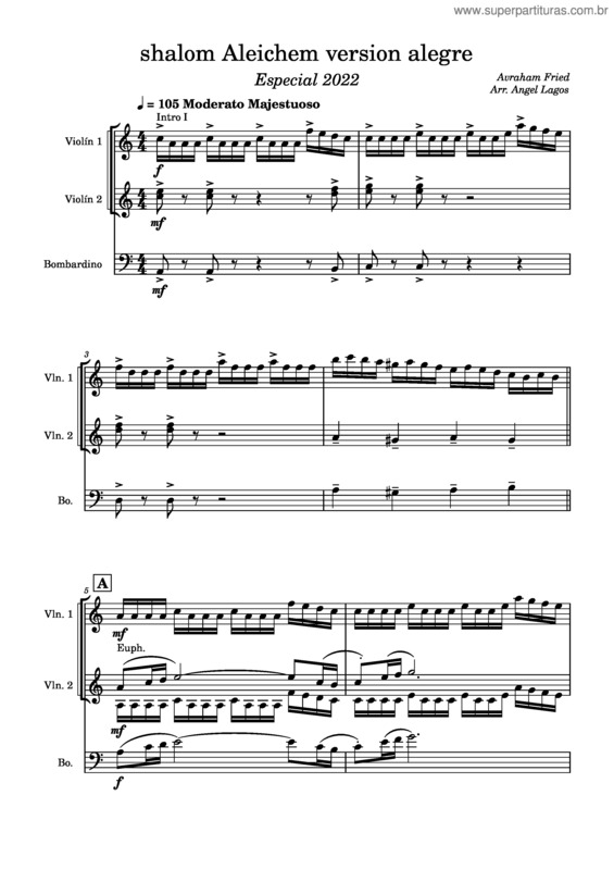 Partitura da música Shalom Aleichem Version Alegre