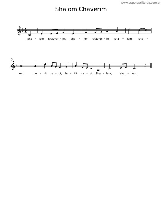 Partitura da música Shalom Chaverim – Misc Traditional