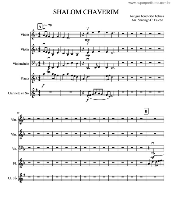 Partitura da música Shalom Chaverim – Voces De Sión