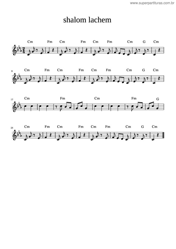 Partitura da música Shalom Lachem