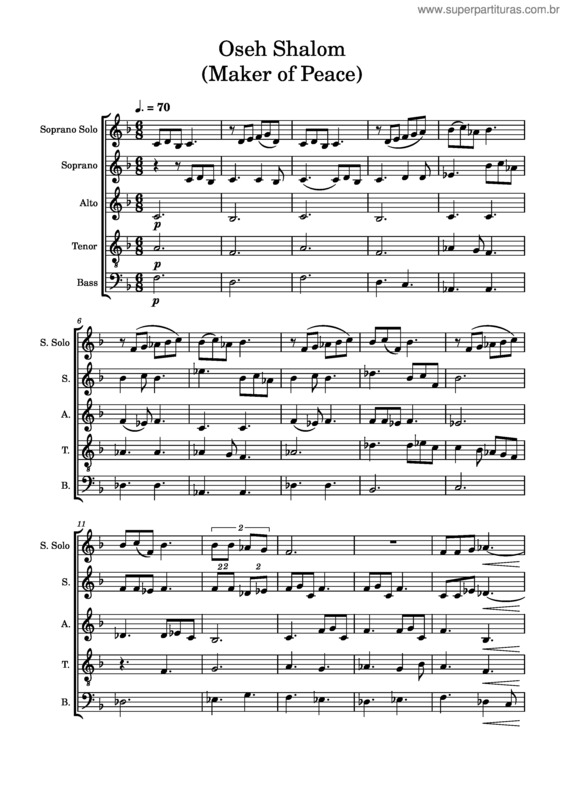 Partitura da música Shalom v.3