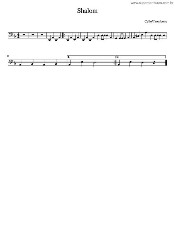 Partitura da música Shalom v.4
