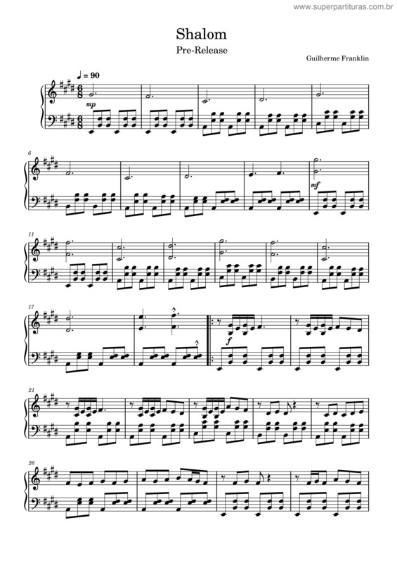 Partitura da música Shalom v.5