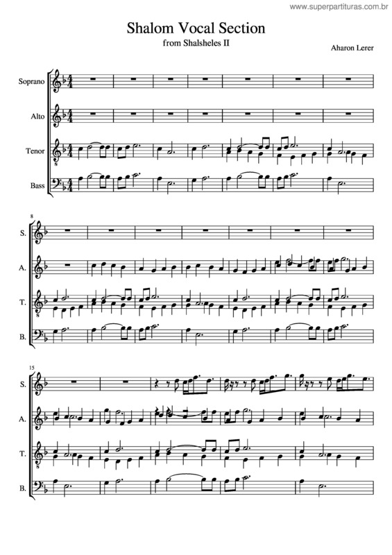 Partitura da música Shalom Vocal Section