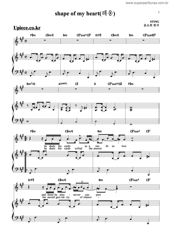 Partitura da música Shape Of My Heart v.2