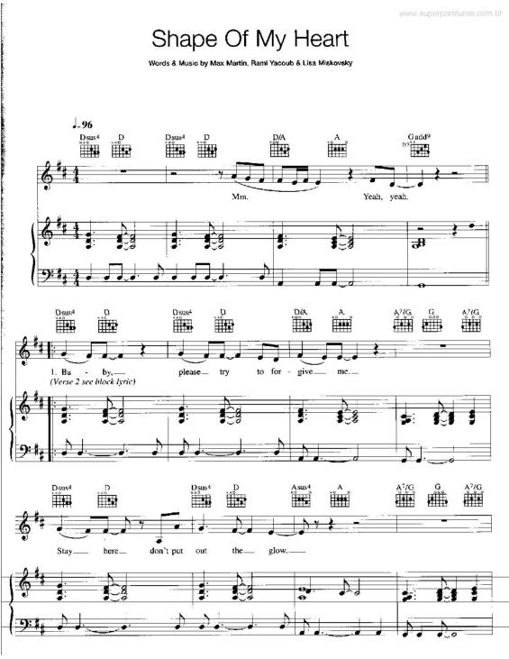 Partitura da música Shape of My Heart