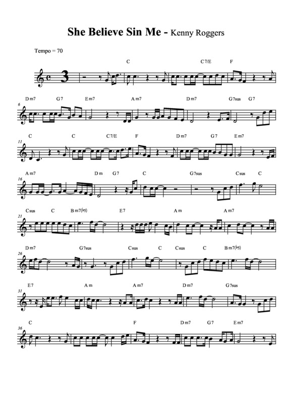 Partitura da música She Believes In Me v.2