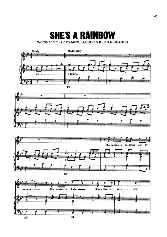 Partitura da música She´s A Rainbow