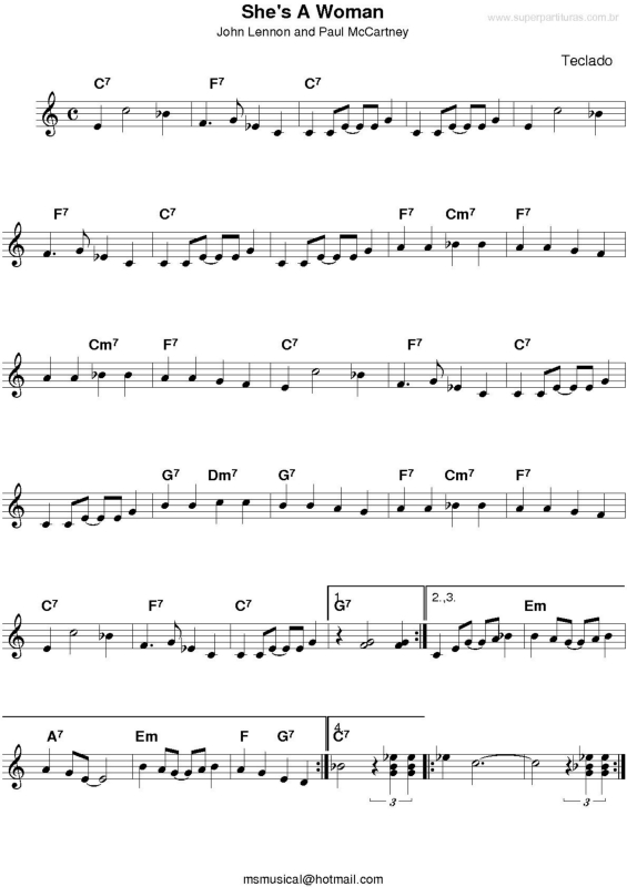 Partitura da música She`s A Woman v.2