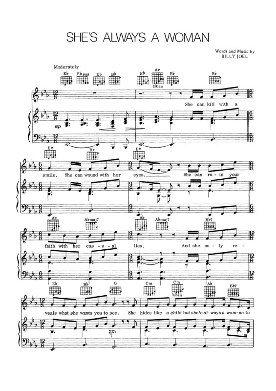 Partitura da música She`s Always A Woman v.3