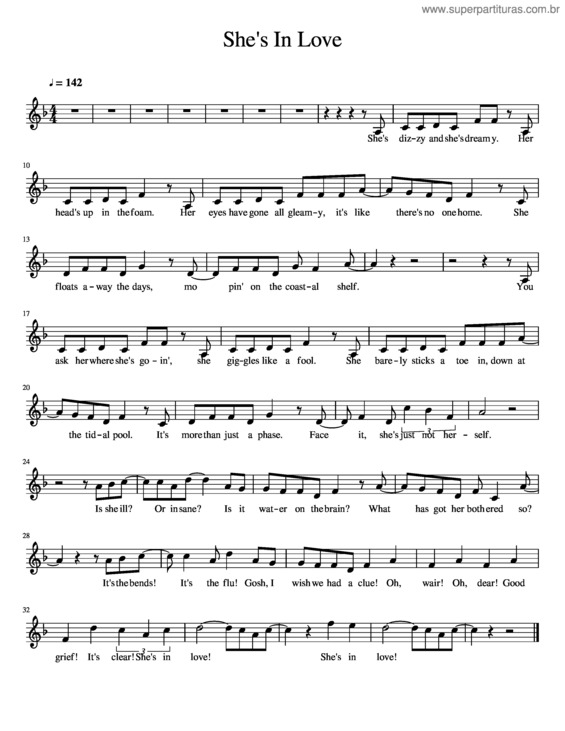 Partitura da música She`S In Love