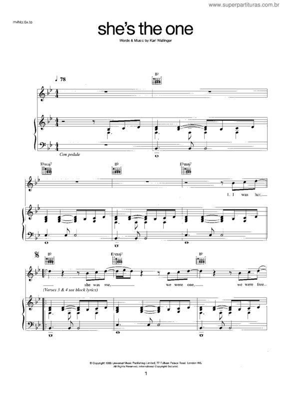 Partitura da música She`s The One v.3