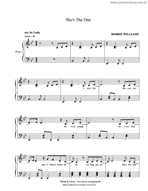 Partitura da música She`s The One v.4