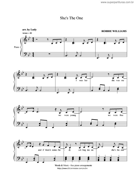 Partitura da música She`s The One v.4