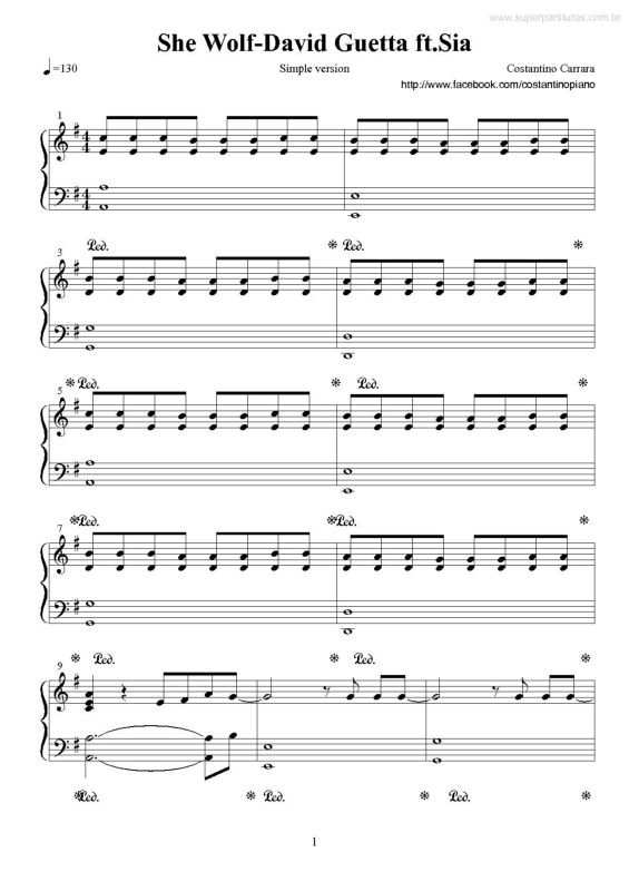 Partitura da música She Wolf (Falling to Pieces) v.3