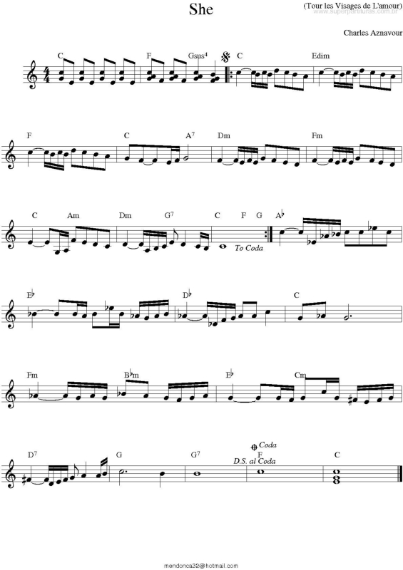 Partitura da música She