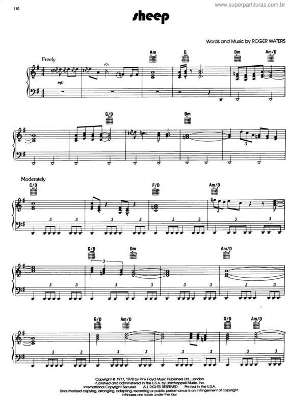 Partitura da música Sheep v.3