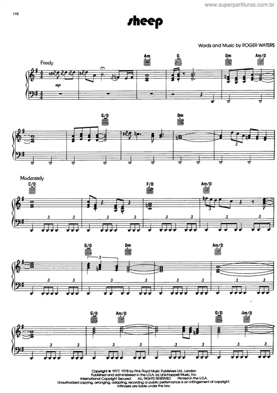 Partitura da música Sheep