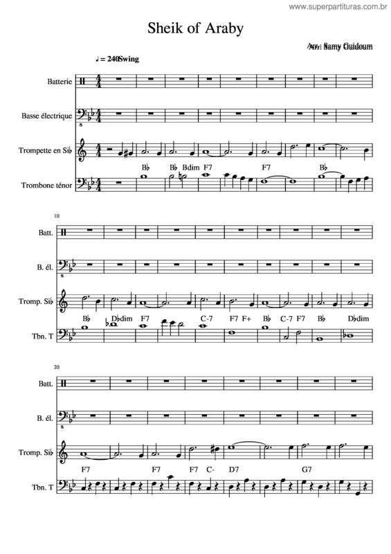 Partitura da música Sheik Of Araby
