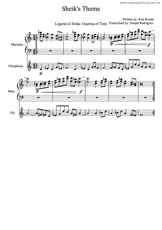 Partitura da música Sheik`S Theme