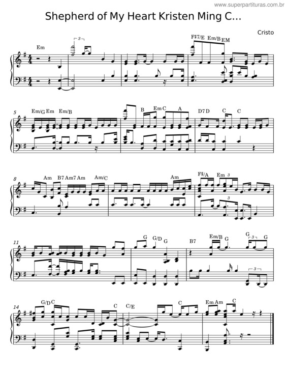 Partitura da música Shepherd Of My Heart Kristen Ming C – Cristo
