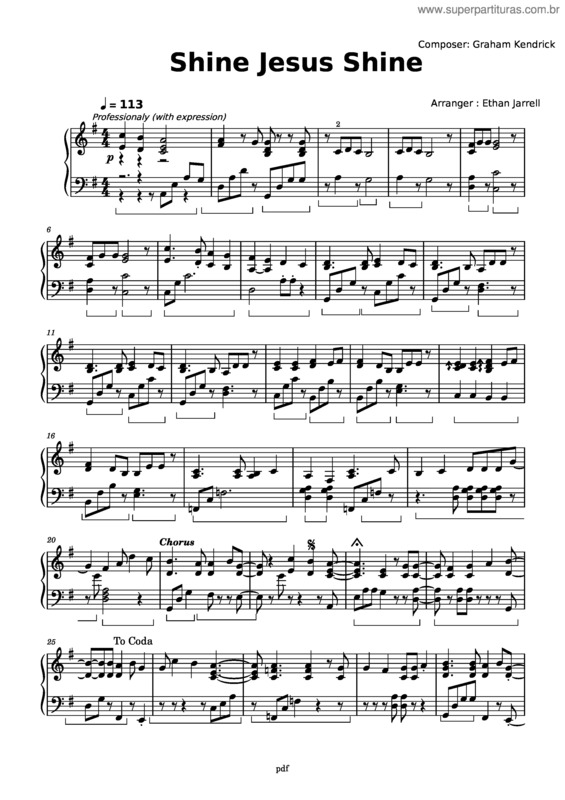 Partitura da música Shine Jesus Shine – Graham Kendrick , Arrangment – Ethan Jarrell