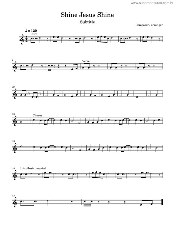 Partitura da música Shine Jesus Shine – Graham Kendrick Shine Jesus Shine