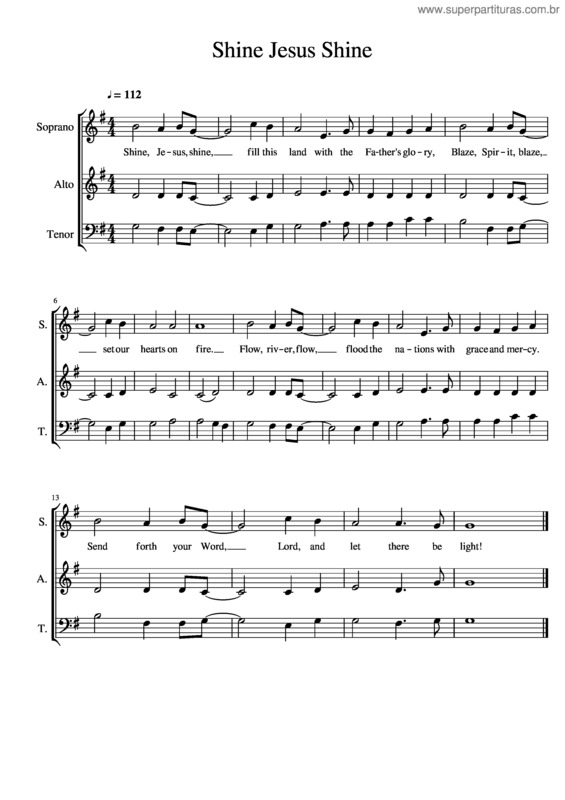Partitura da música Shine Jesus Shine Sat