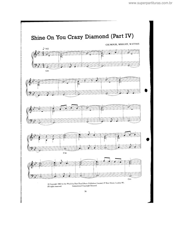 Partitura da música Shine on you crazy diamond (part IV)