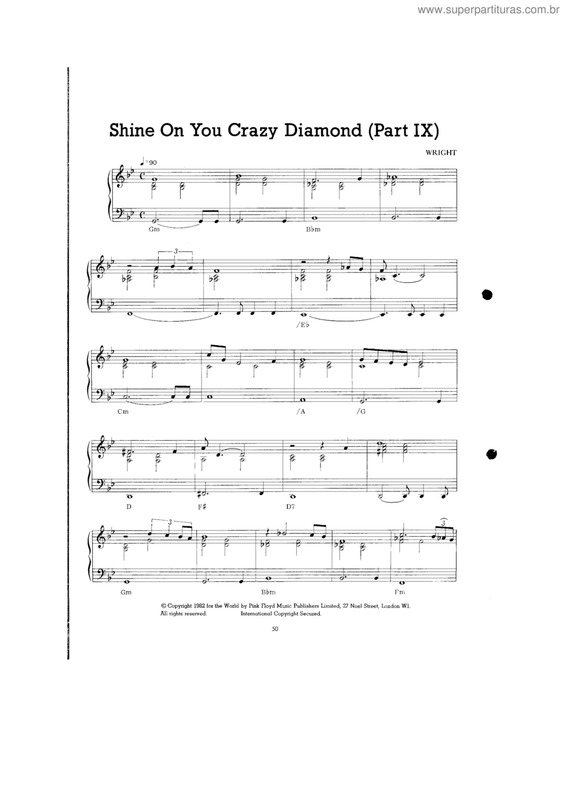 Partitura da música Shine on you crazy diamond (part IX)