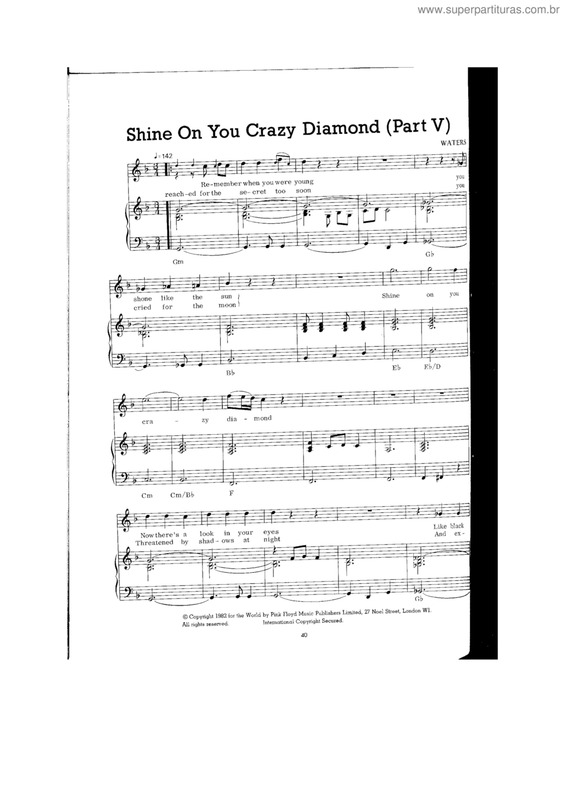 Partitura da música Shine on you crazy diamond (part V)