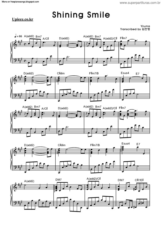 Partitura da música Shining Smile