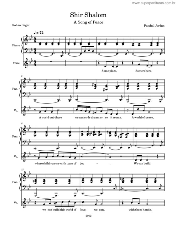 Partitura da música Shir Shalom