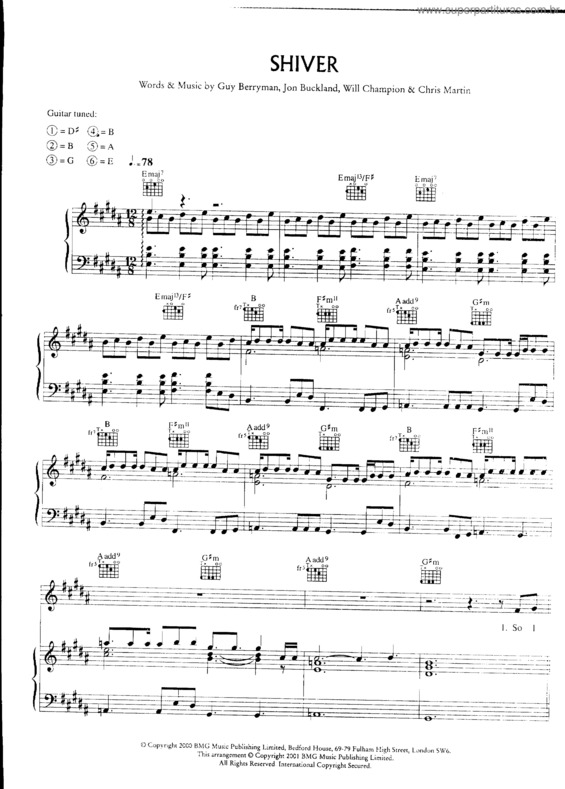 Partitura da música Shiver v.3