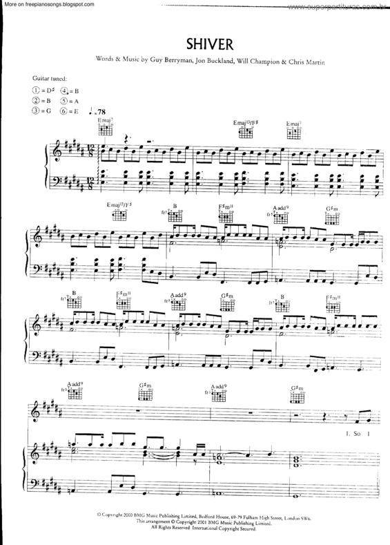 Partitura da música Shiver v.4