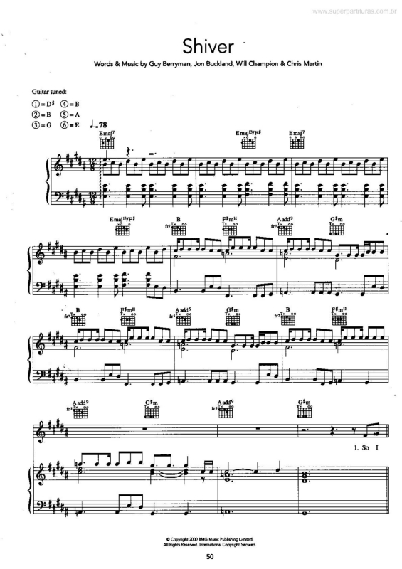 Partitura da música Shiver