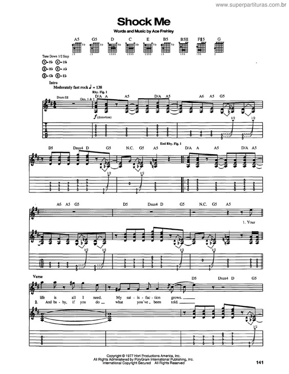 Partitura da música Shock mae