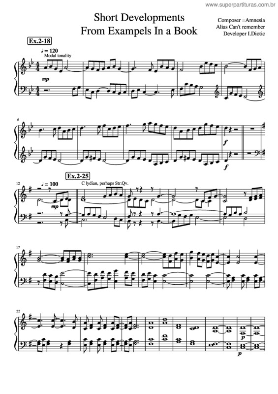 Partitura da música Short Developments.Id