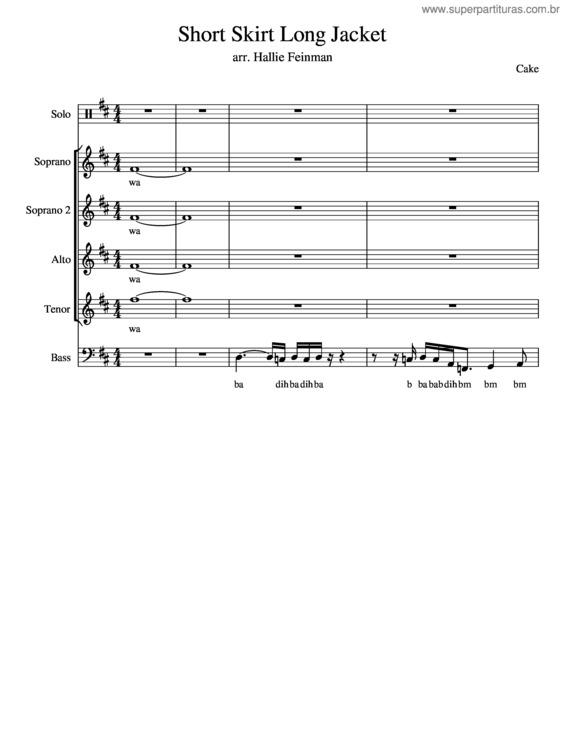 Partitura da música Short Skirt Long Jacket
