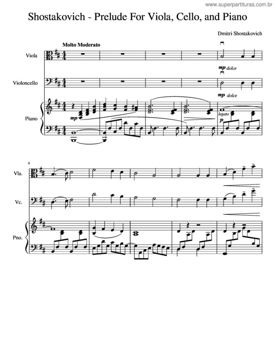 Partitura da música Shostakovich – Prelude For Viola, Cello, And Piano