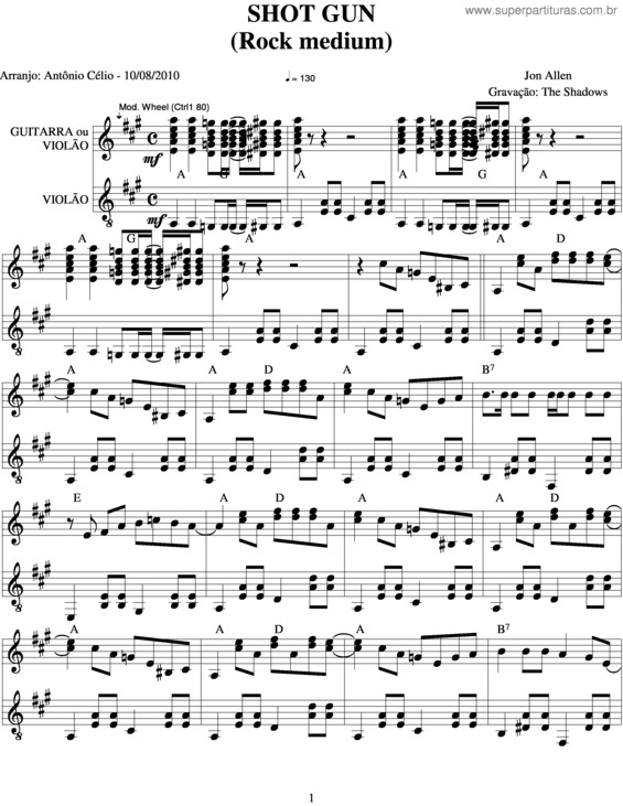 Partitura da música Shot Gun