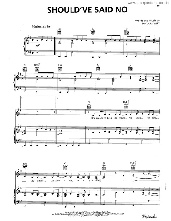 Partitura da música Should`ve said no