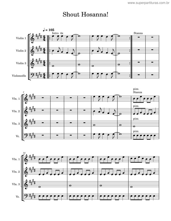 Partitura da música Shout Hosanna