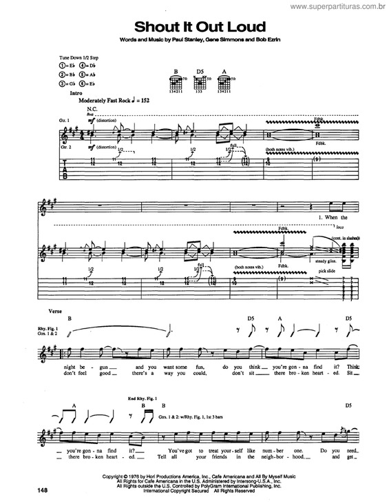 Partitura da música Shout it out loud