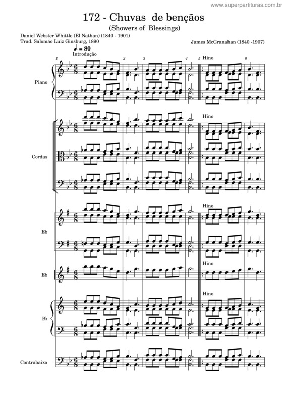 Partitura da música Showers Of Blessings – Hnc – 172 – Chuvas De Bençãos