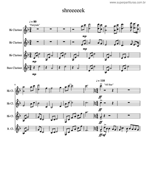 Partitura da música Shreeeeek